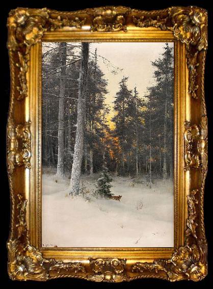 framed  Mauritz Lindstrom Fox in Winter Forest, ta009-2
